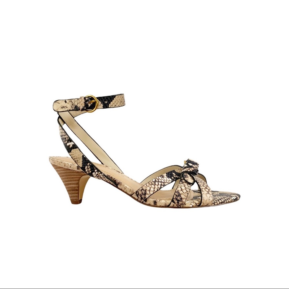 Gibson Latimer Sandal Leather Snakeskin Ankle Strap Low Heel 7.5 NWT - Picture 3 of 14